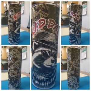 Cool Raccoon Graphic Tumbler in Olive Camo & Navy